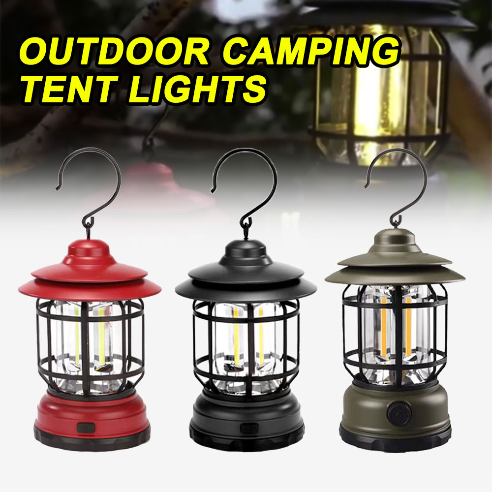 레트로 스타일 충전식 LED 캠핑 램프 매달려 말 램프 야외 텐트 라이트 밤 비상 랜턴